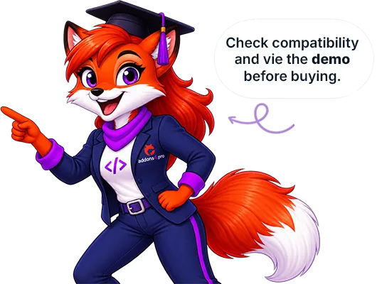 Ava Fox reminding visitors to check compatibility and view the demo before buying