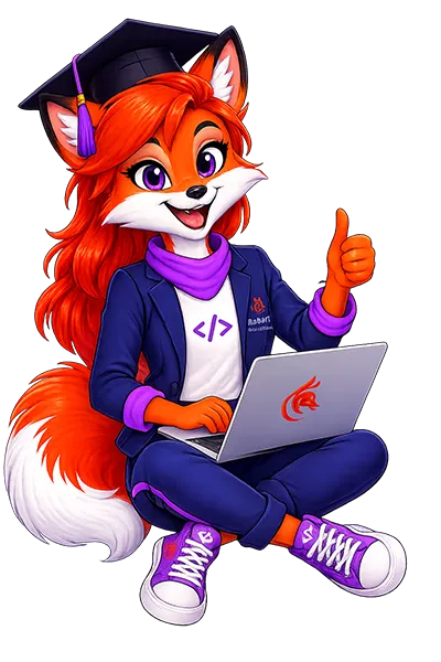 Ava Fox with laptop giving a thumbs-up